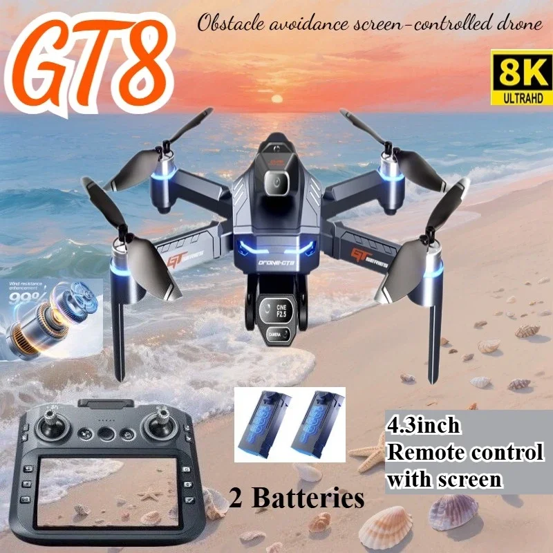 Drone Multispectral - Drone 4K HD GT8 กล้องหลีกเลี่ยงอุปสรรคการถ่ายภาพทางอากาศBrushless Droneหน้าจอพับRC